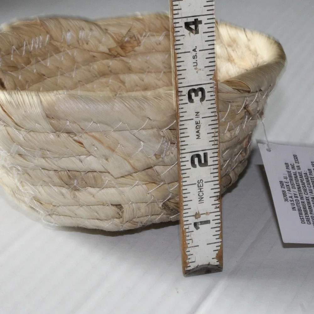Birch + Vine Woven Basket Small Oval Natural Straw Boho Decor 6.3x5in Mexico NWT